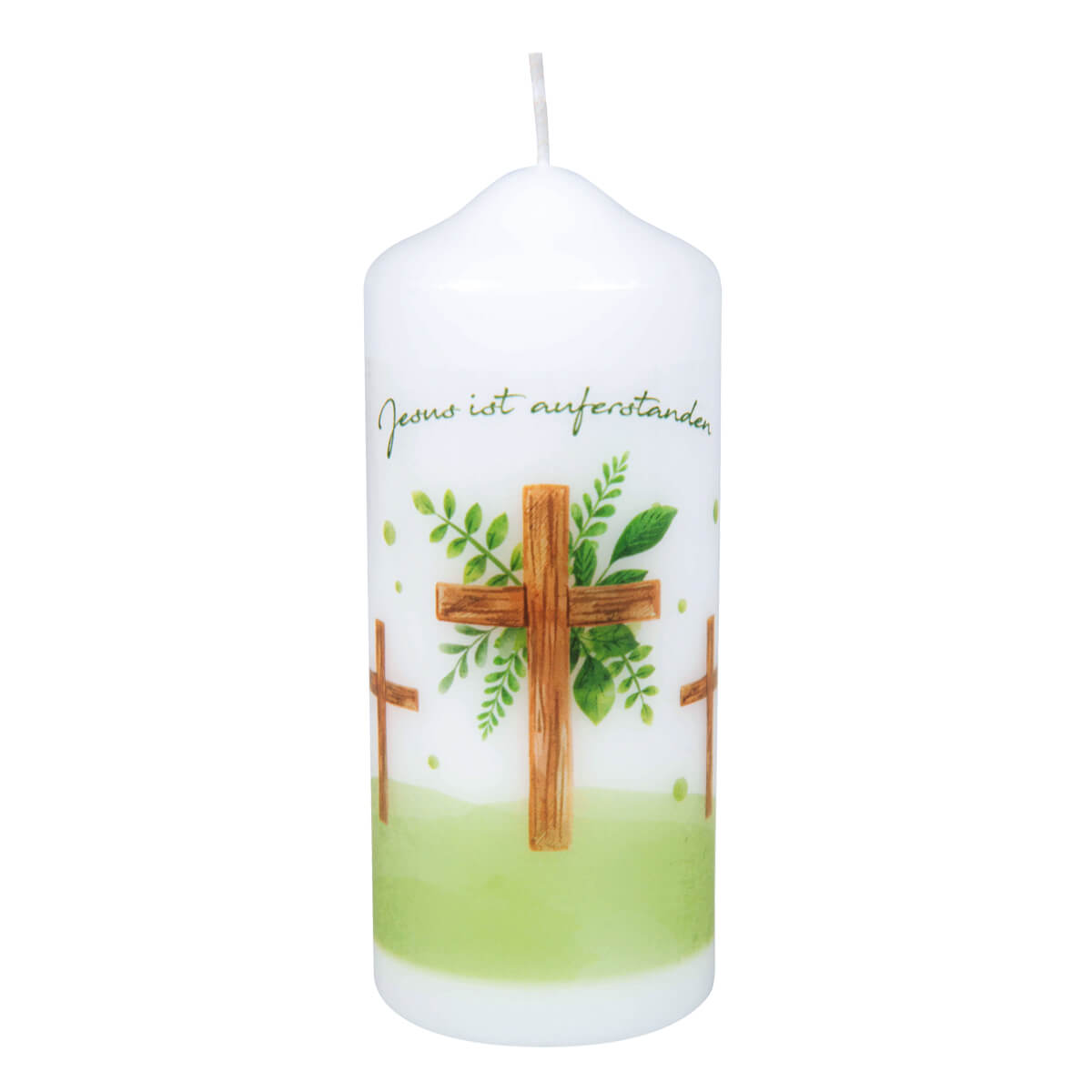 Kerze - Kerze 'Osterkreuz' - Kreuz Blätter