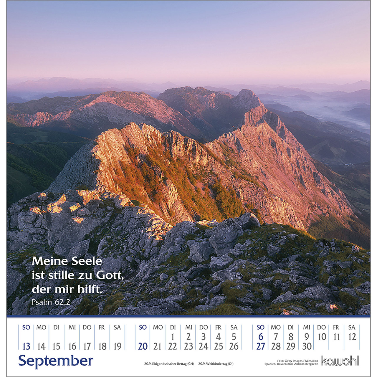 Wandkalender - Glanz der Berge 2026