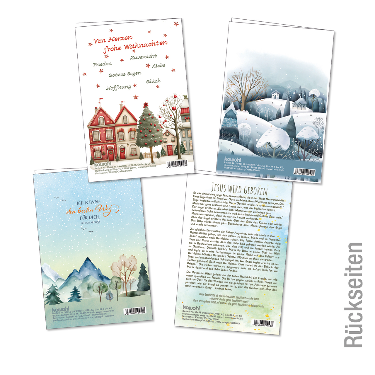 Faltkarten-Serie - Weihnachts-Faltkartenserie (4 x 1 Faltkarte) - Weihnachtsmotive Grafik