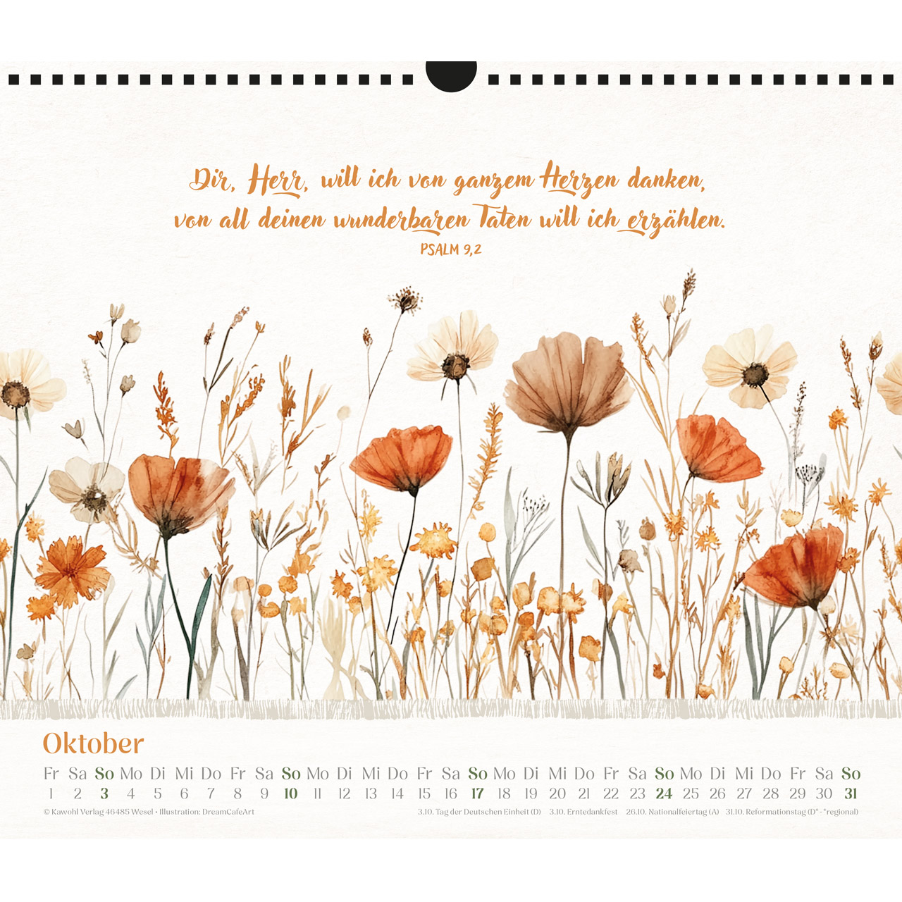 Wandkalender - Freude im Herzen 2027 - Blumenaquarelle, Aquarellmotive mit Blumen