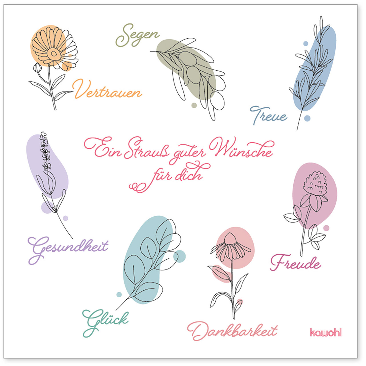 Servietten - Ein Strauß guter Wünsche für dich - Blumen Grafik
