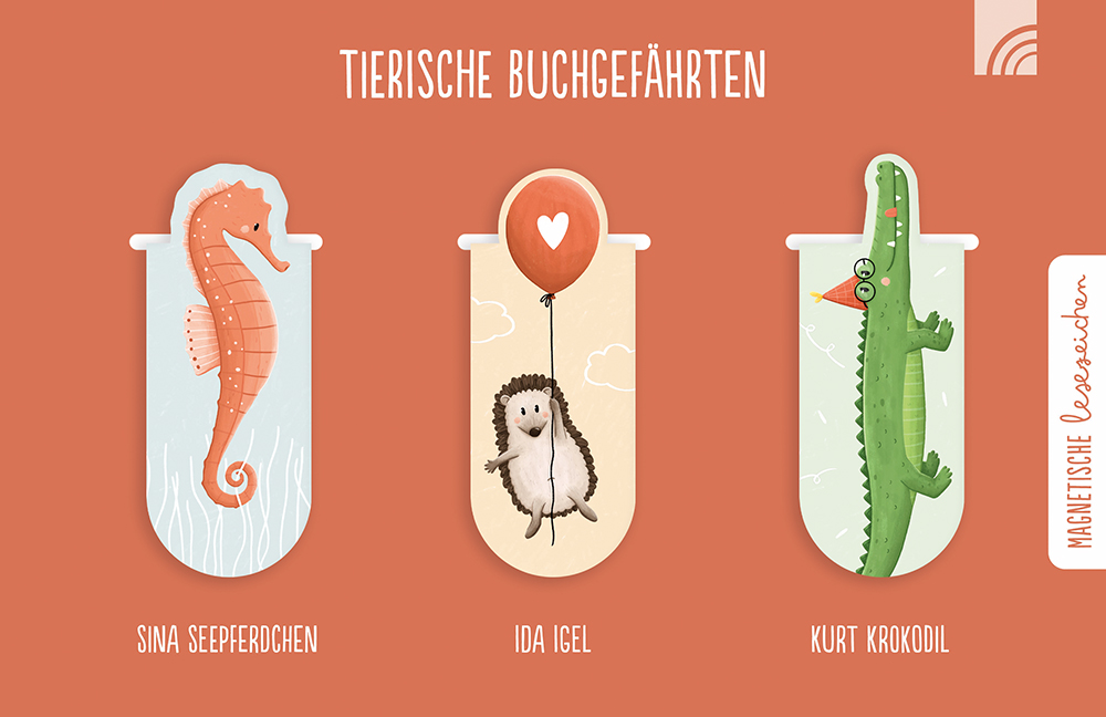 Lesezeichen-Set 'Tierische Buchgefährten' (3er)