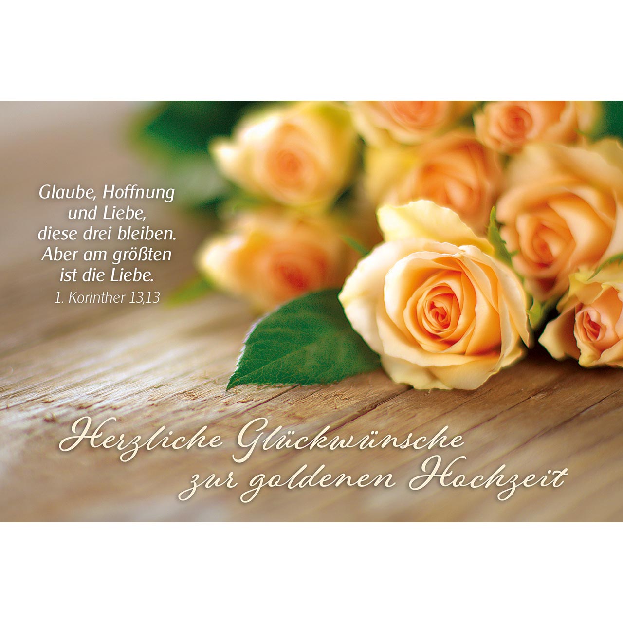 Herzliche Glückwünsche zur Goldenen Hochzeit Faltkarte - Herzliche Glückwünsche zur Goldenen Hochzeit - orangefarbene Rosen