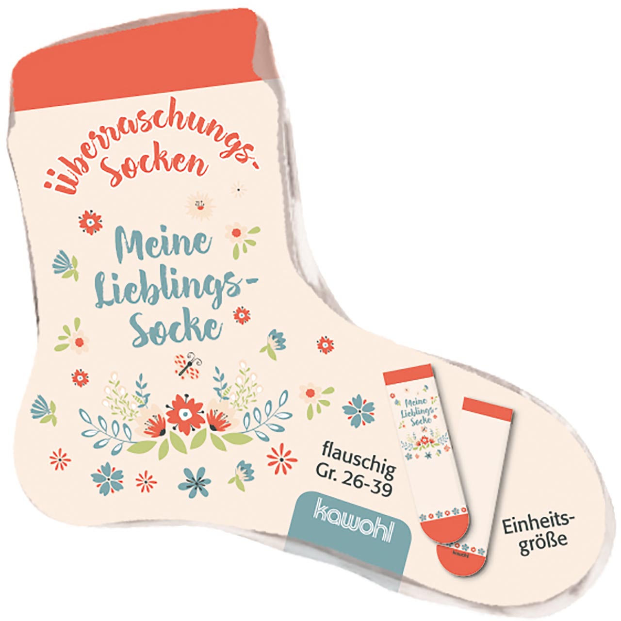 Überraschungssocken - Meine Lieblingssocke - Größe 26-39 - Blumen-Ornamente Blümchenmuster