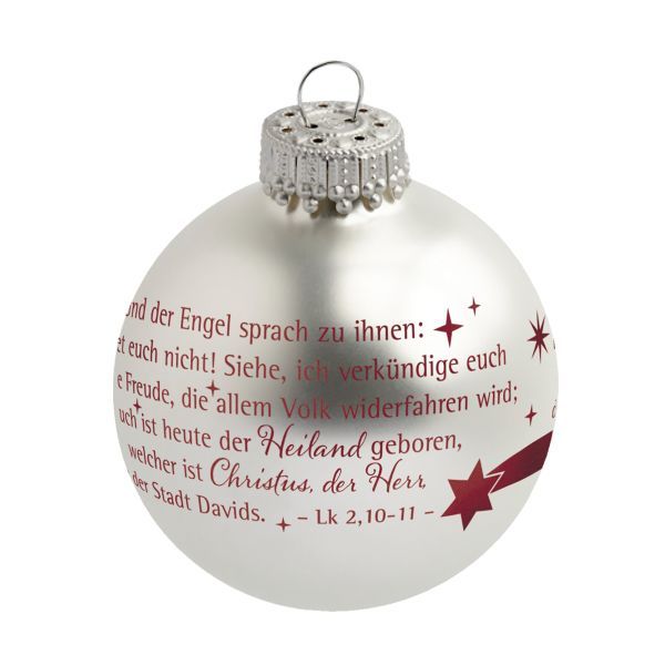 Deko-Anhänger - Christbaumkugel silber 'Und der Engel sprach ...' - Christbaumkugel Stern
