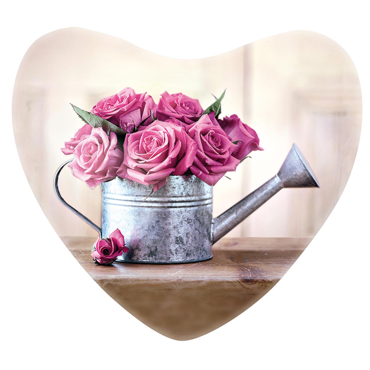 Magnet - Magnet-Set: Glück und Segen (Herz) - Gießkanne mit Rosen