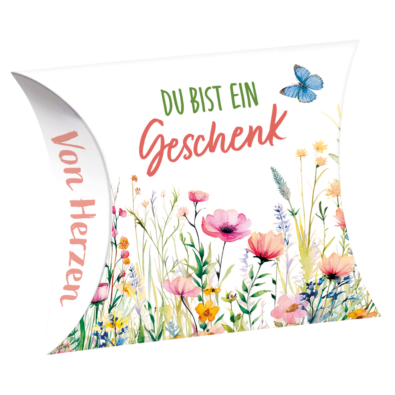 Seife - fest - Du bist ein Geschenk - Blumenwiese Aquarell Schmetterling