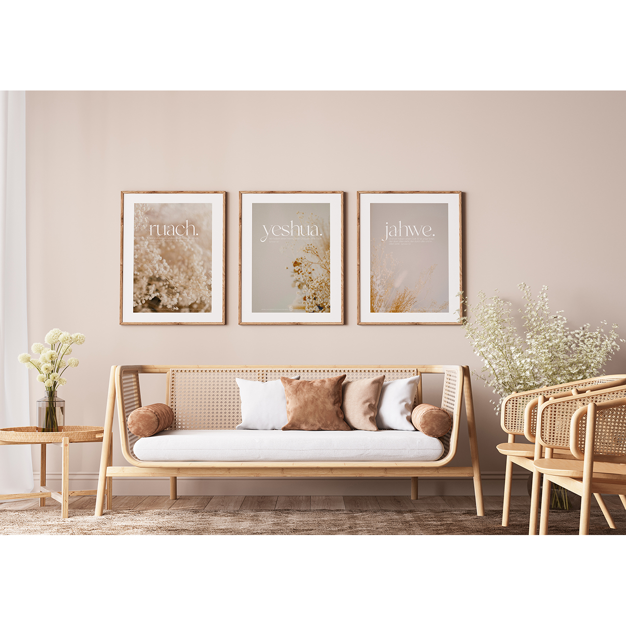 Poster - ruach. yeshua. jahwe. - Trockenblumen