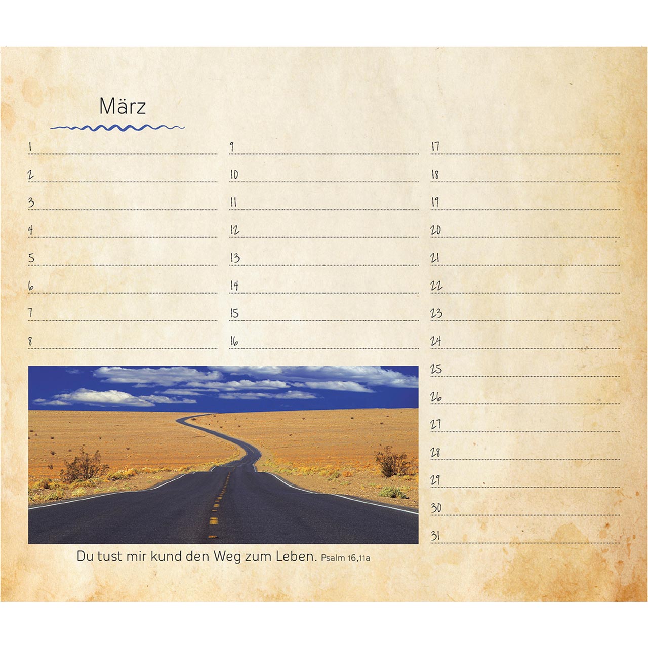 Immerwährender Kalender - Dies ist der Tag, den der Herr macht - See Berge Baum