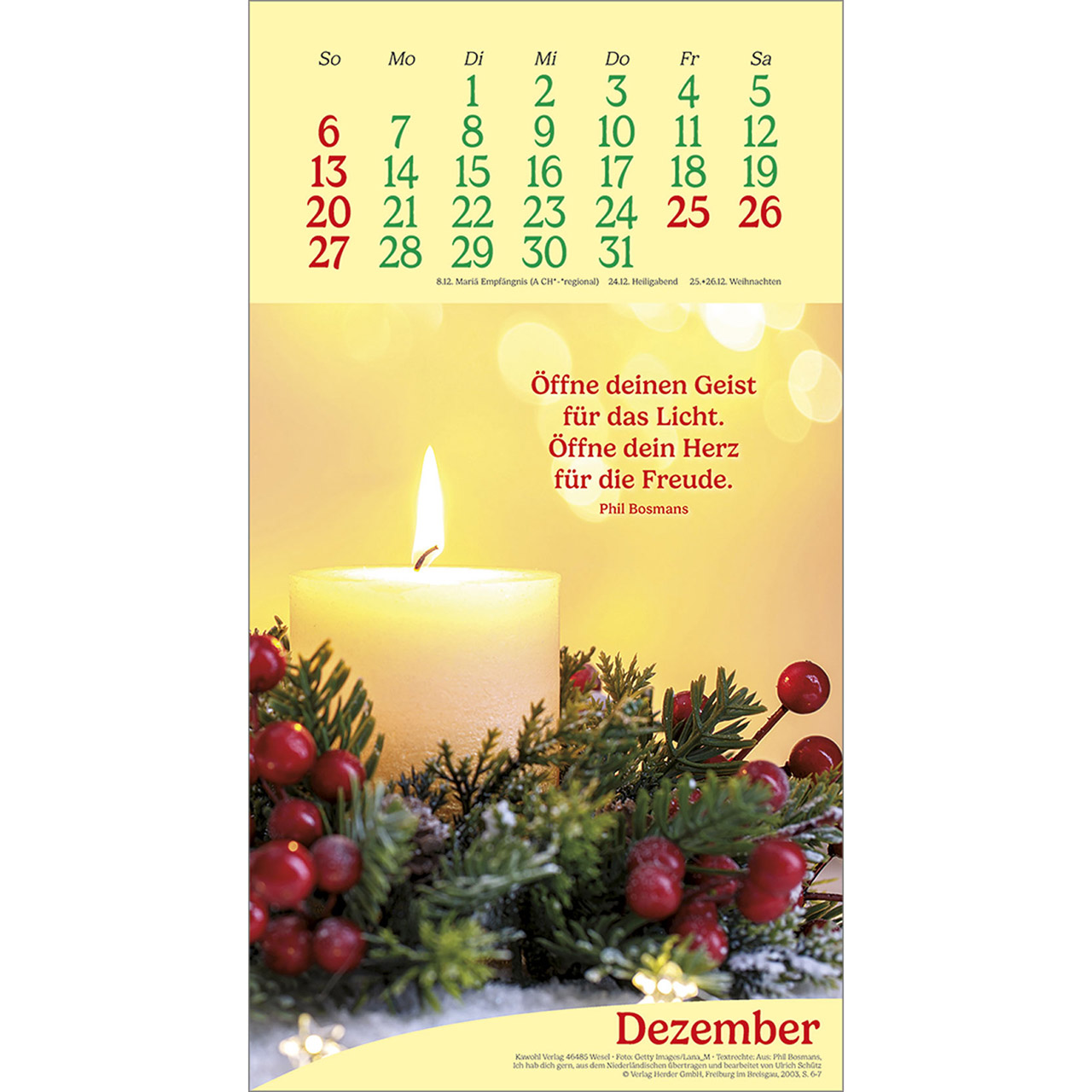Wandkalender - Vitamine fürs Herz 2026