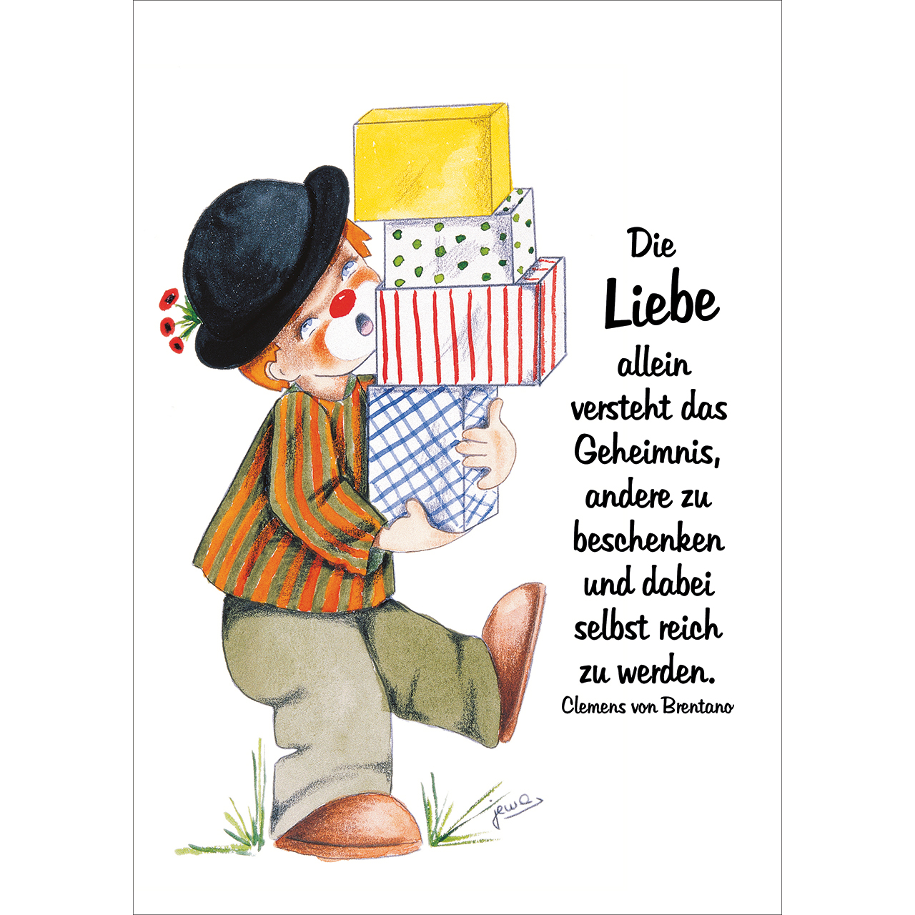 Postkarten - Die Liebe allein versteht das Geheimnis - Clown Geschenke Hut