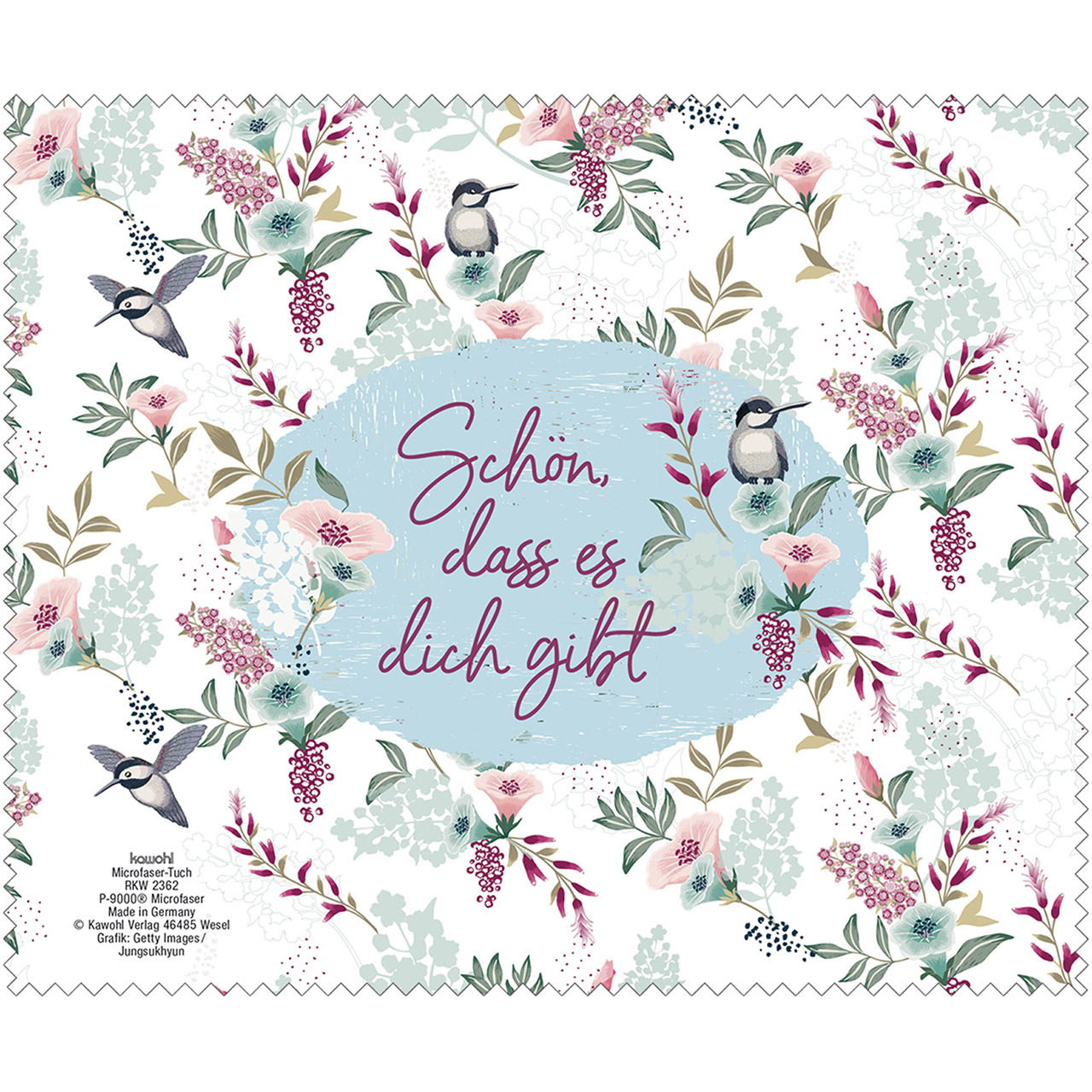 Schön, dass es dich gibt Brillenputztuch - Schön, dass es dich gibt - Vögel Blumen Kolibri