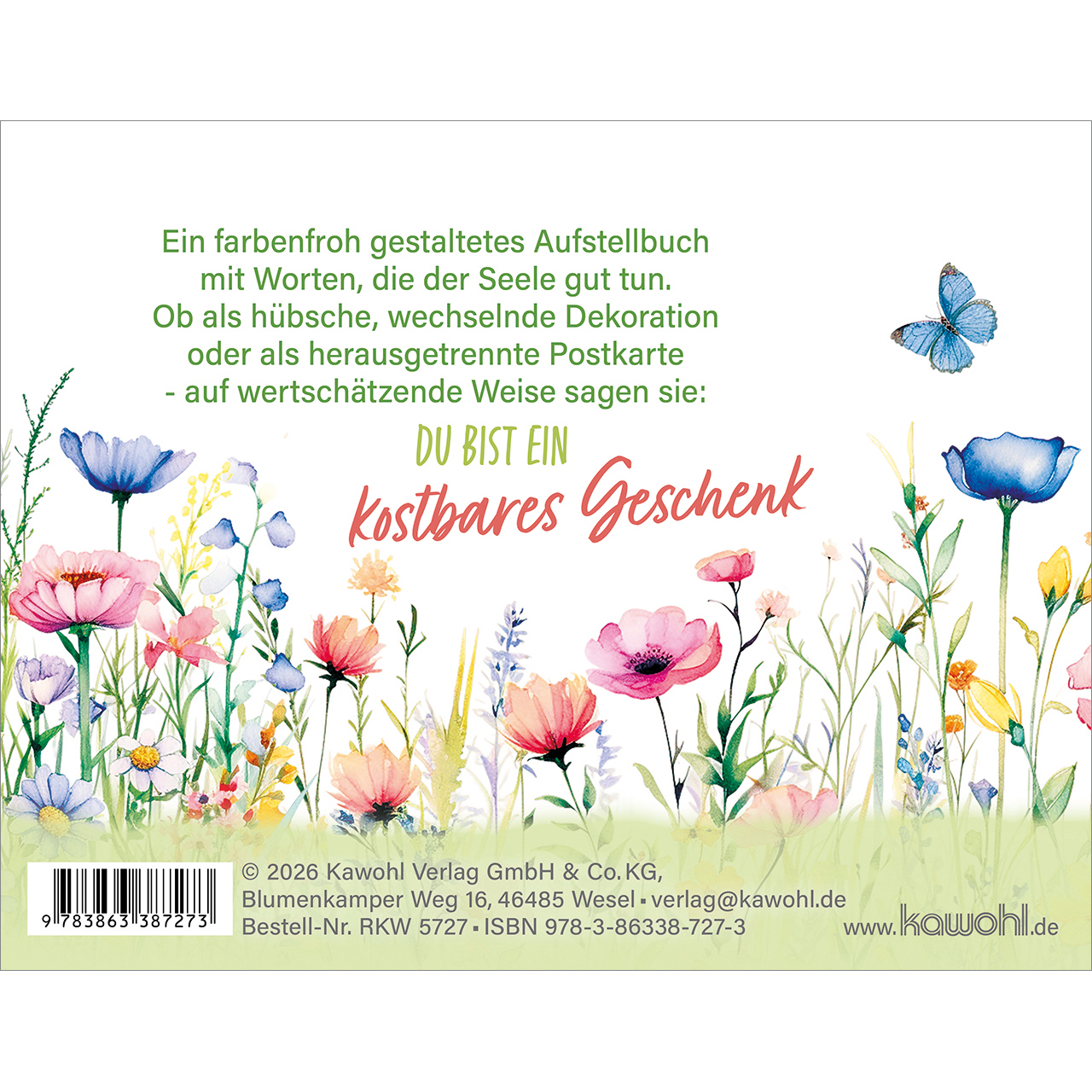 Aufstellbuch - Du bist ein kostbares Geschenk - Aquarell Blunen Schmetterling