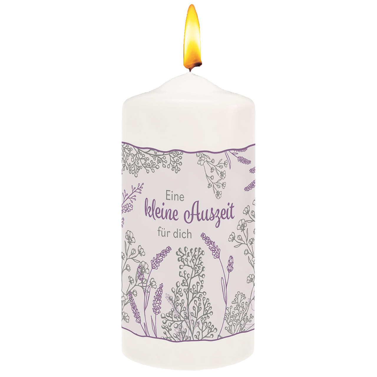 Eine kleine Auszeit für dich Kerze - Eine kleine Auszeit für dich - Lavendel Blumen Grafik