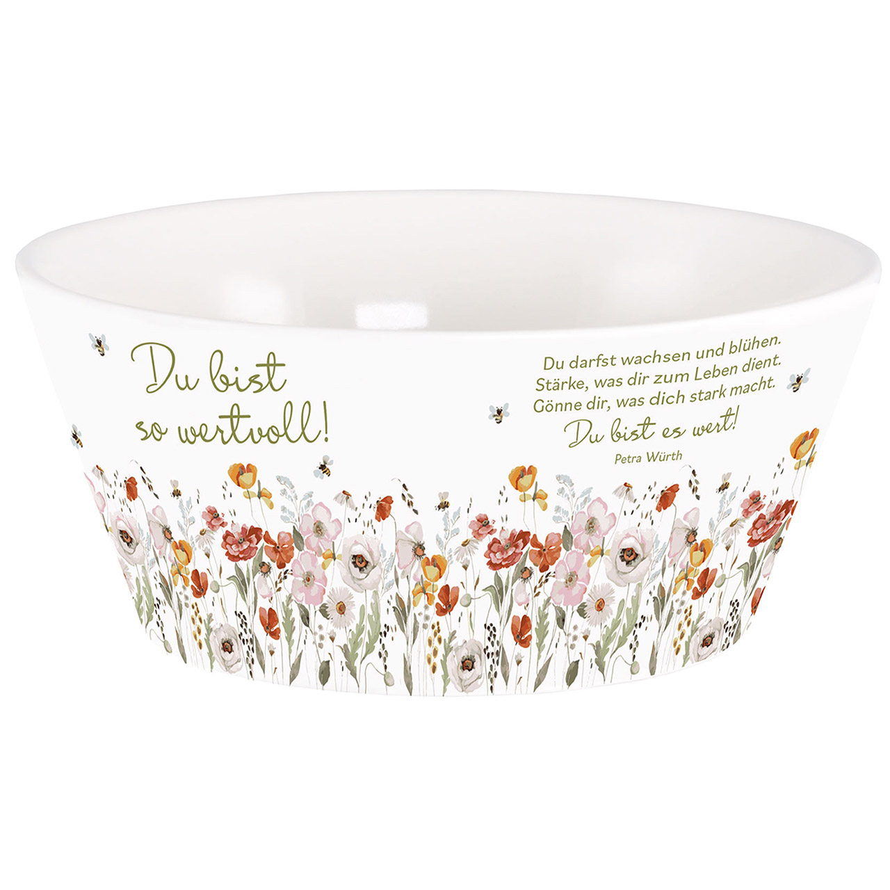 Müslischale - Du bist so wertvoll! - Grafik Aquarell Wildblumen