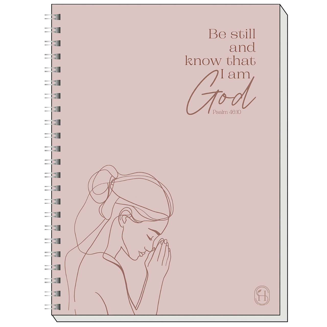 Notizbuch - Be still and know that i am God - betende Frau Lineart