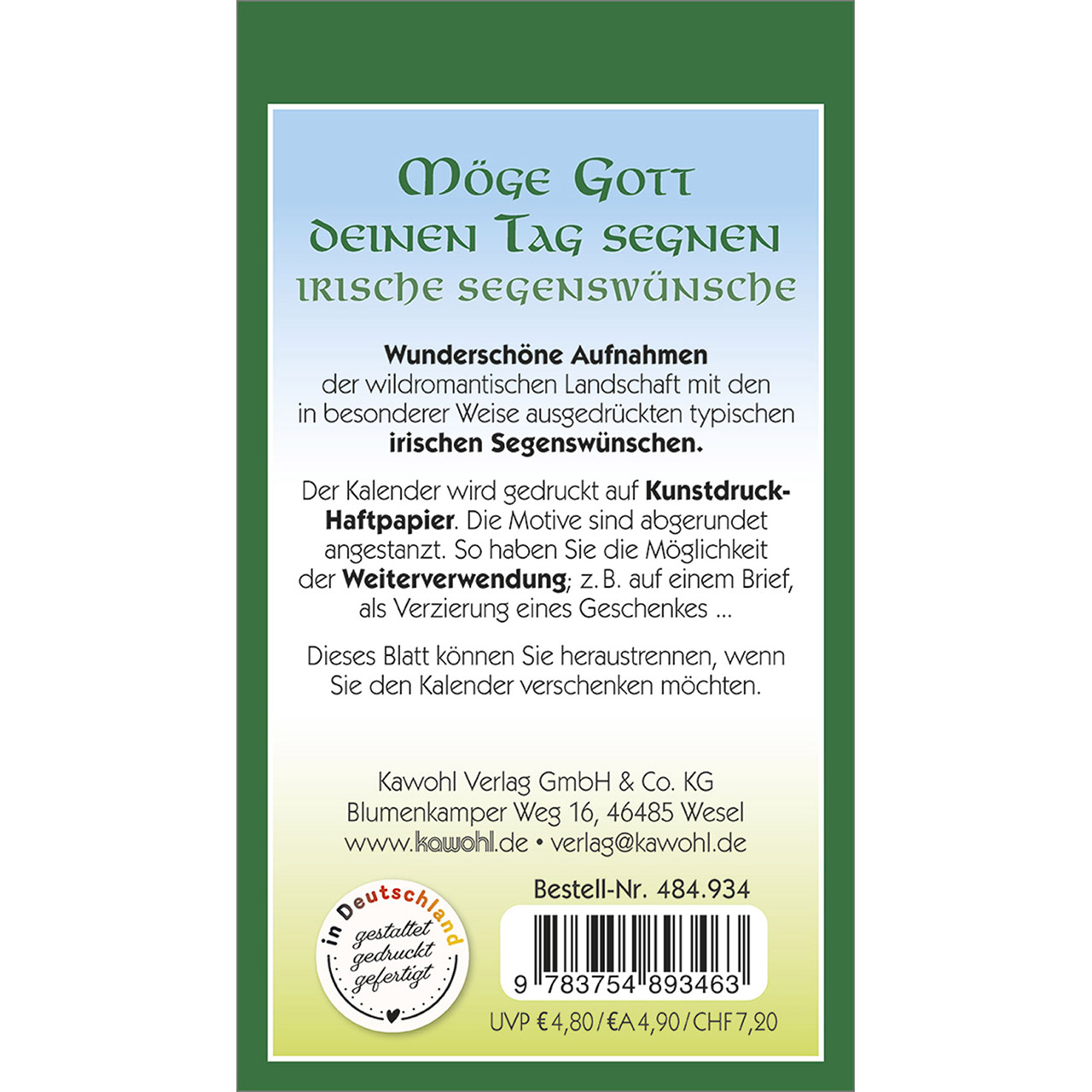 Aufkleberkalender - Möge Gott deinen Tag segnen 2026