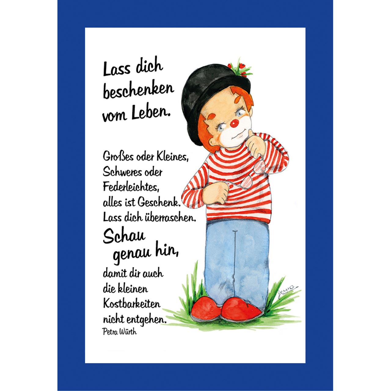 Aufkleberbuch - Zum Geburtstag Glück und Segen - Clown Blumen Korb