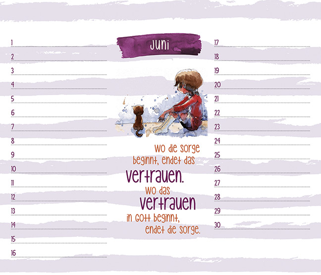 Immerwährender Kalender - Ich vergess dich nicht - Streifen Blumen