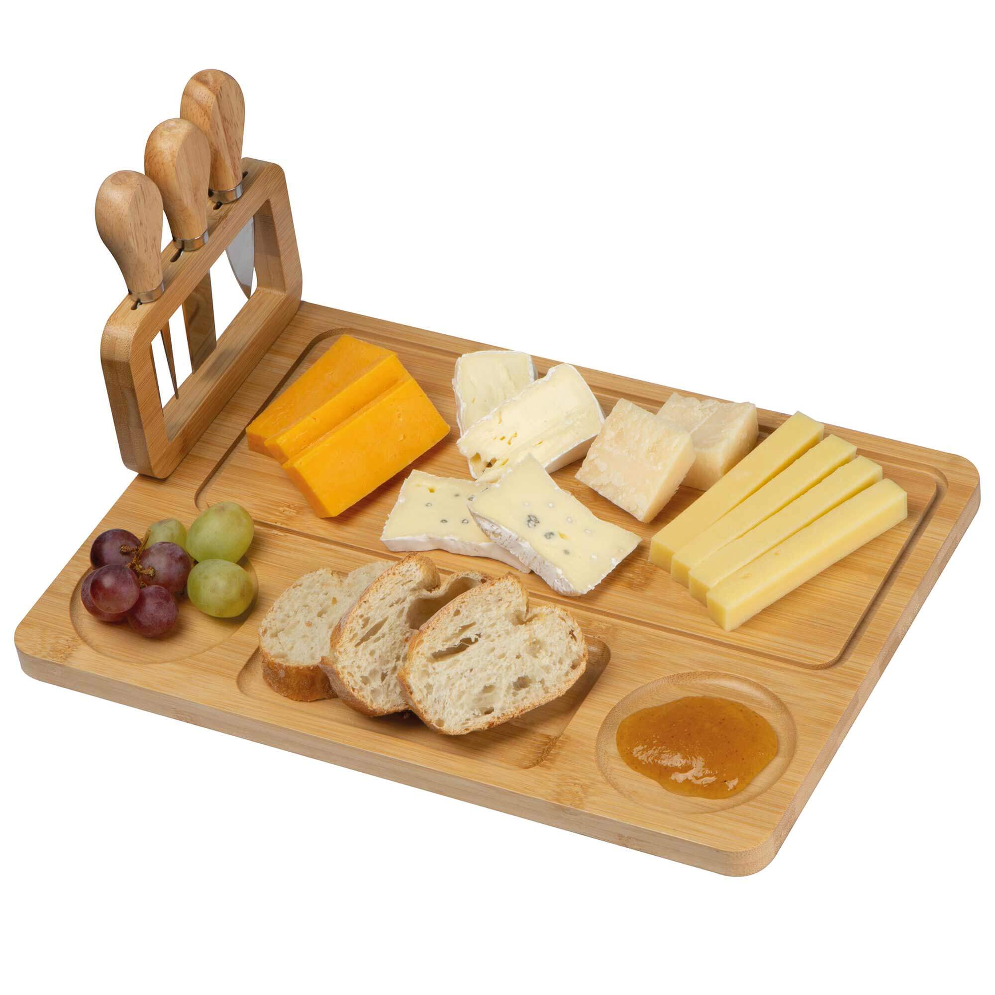 Tisch & Küche - Käsebrett-Set aus Bambus 'Guten Appetit' - Messer Holz
