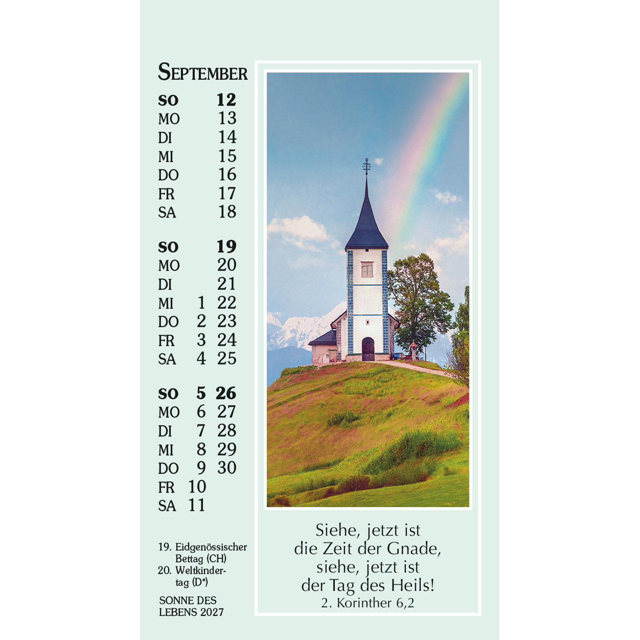 Aufstellkalender - Sonne des Lebens 2027