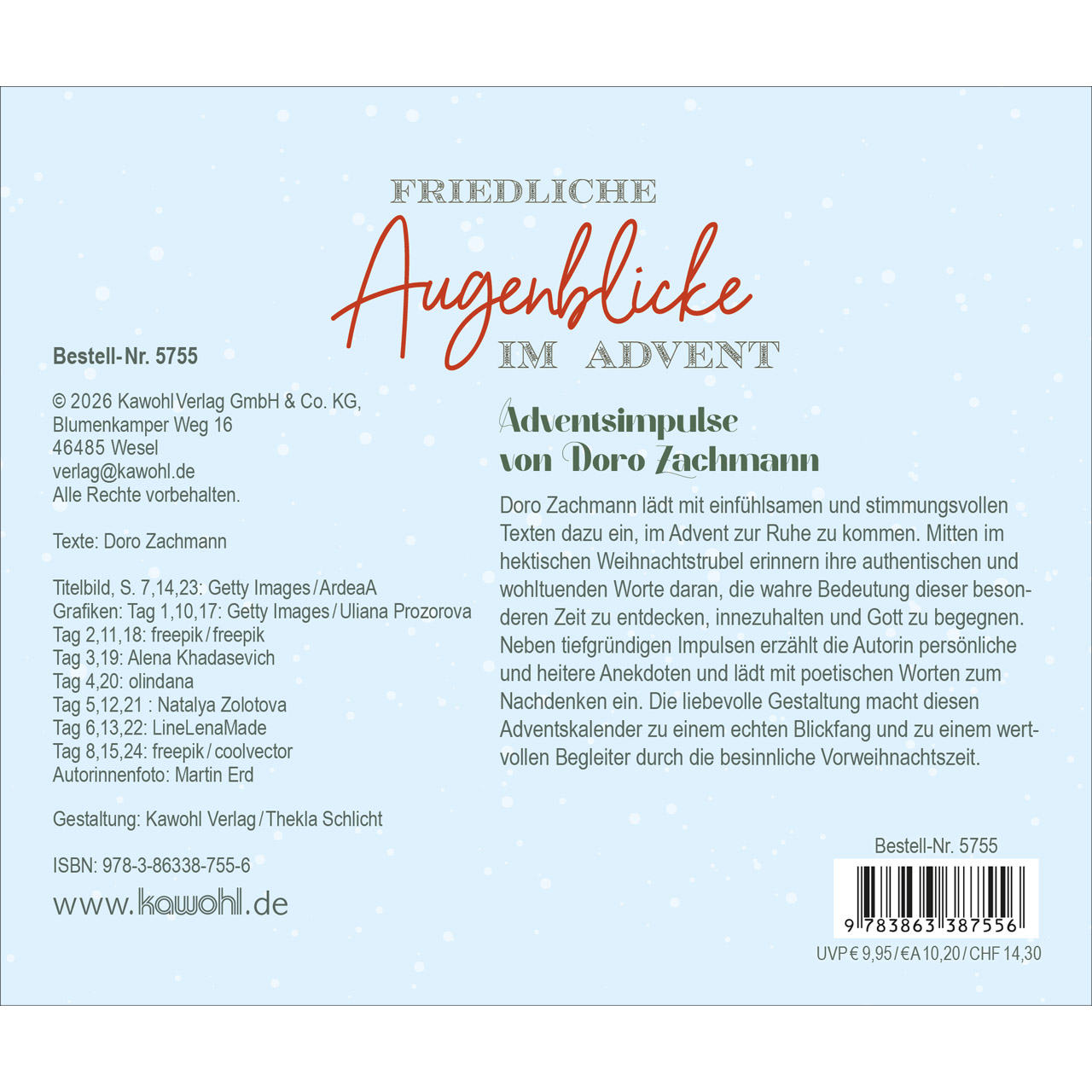 Adventskalender - Besinnliche Impulse von Doro Zachmann - Häuserzeite Winder Schnee Tannenbäume Baum