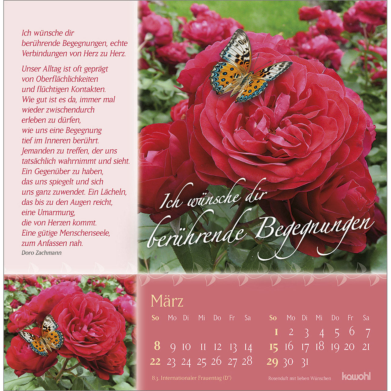 Postkartenkalender - Rosenduft mit lieben Wünschen 2026