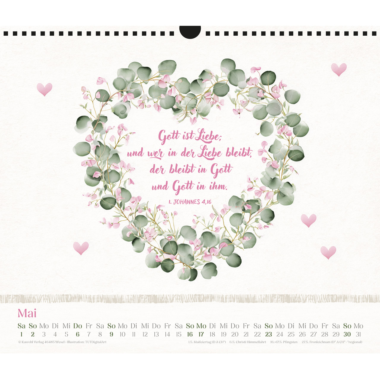 Wandkalender - Freude im Herzen 2027 - Blumenaquarelle, Aquarellmotive mit Blumen
