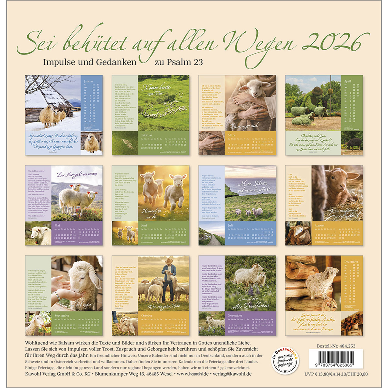Wandkalender - Sei behütet auf allen Wegen 2026