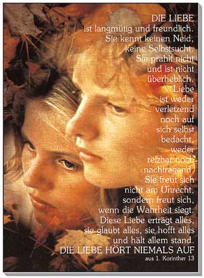 Poster - Die Liebe hört niemals auf - zwei Gesichter