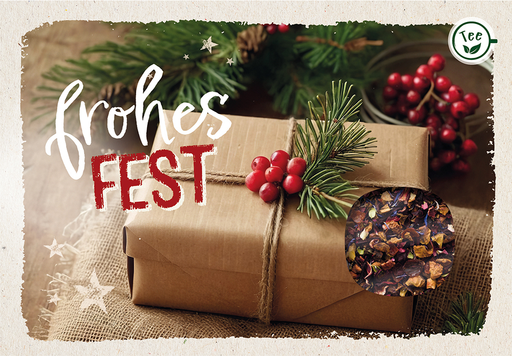 Lebensmittel-Karte - Teekarte 'Frohes Fest'
