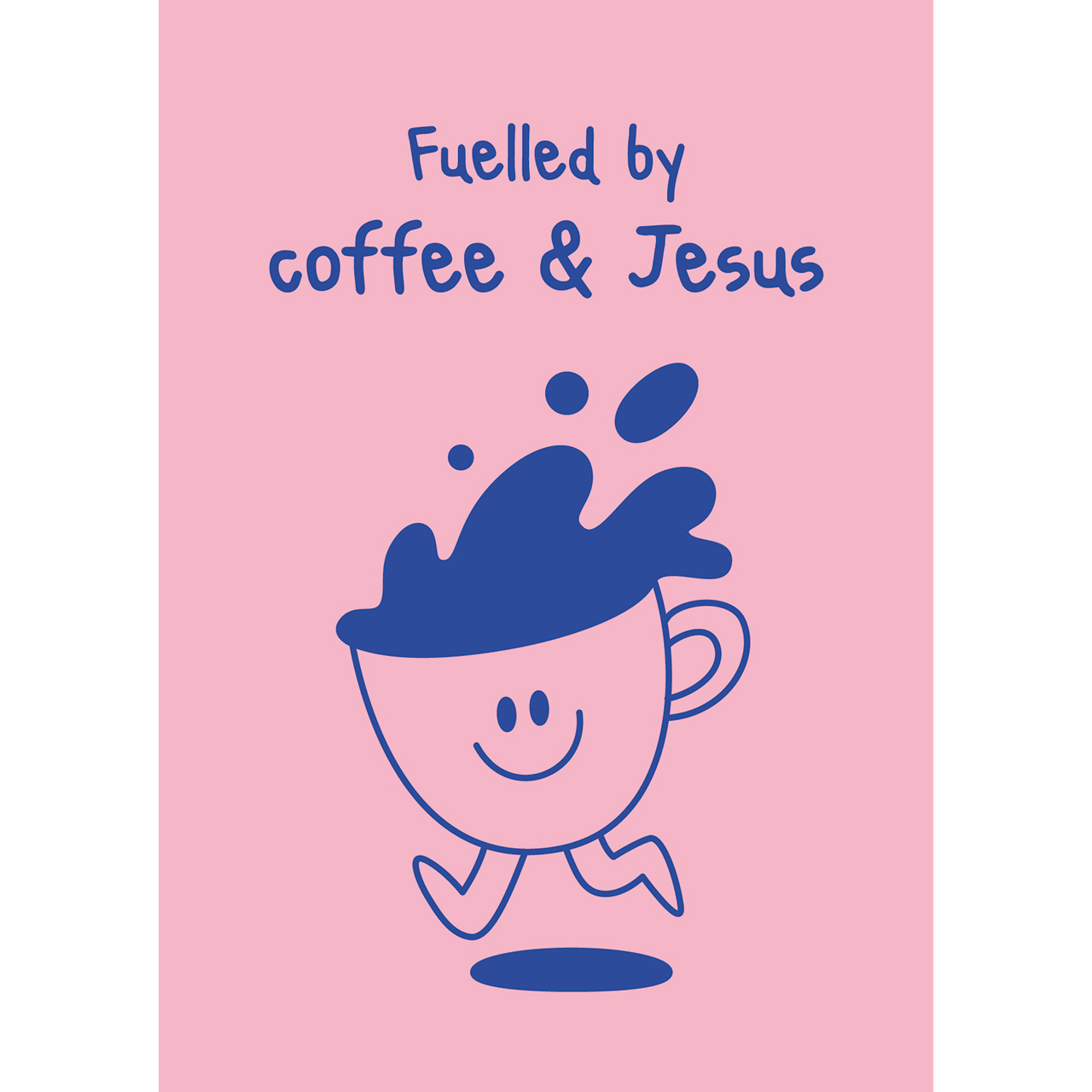 Postkarten - Fulled by coffee & Jesus - Comic Kaffeetasse