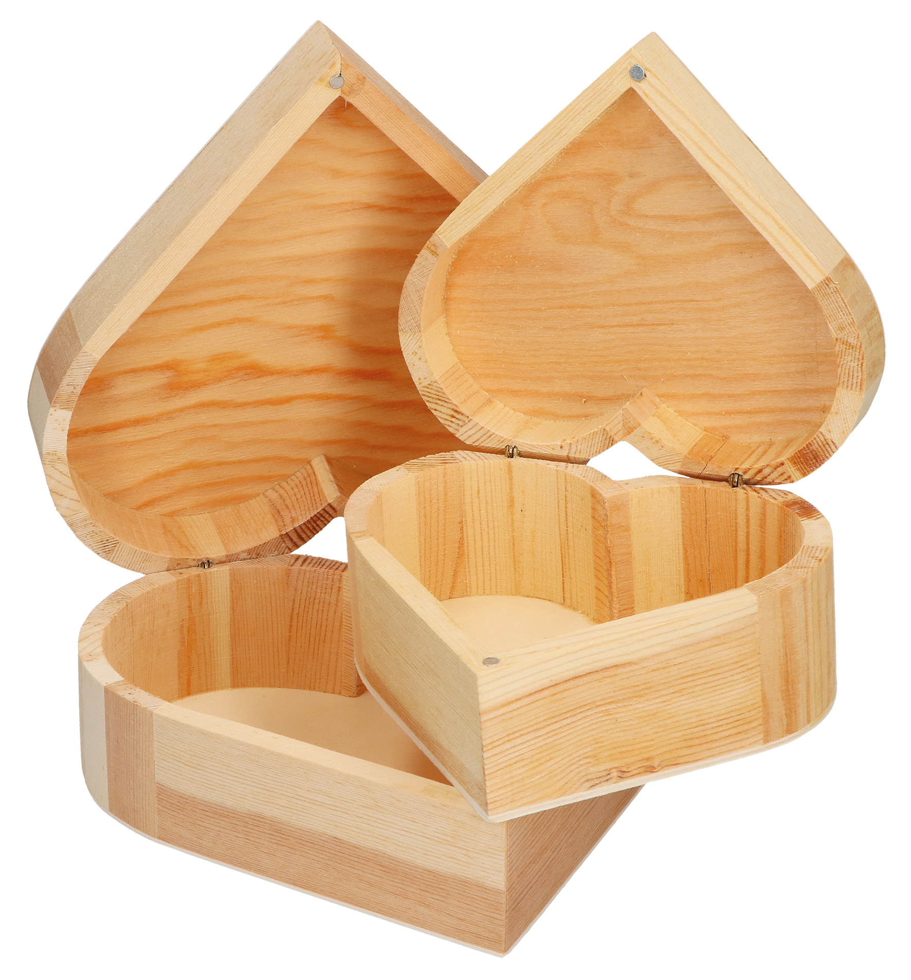 Schmuck & Accessoires - 2er Set Herzdosen aus Holz