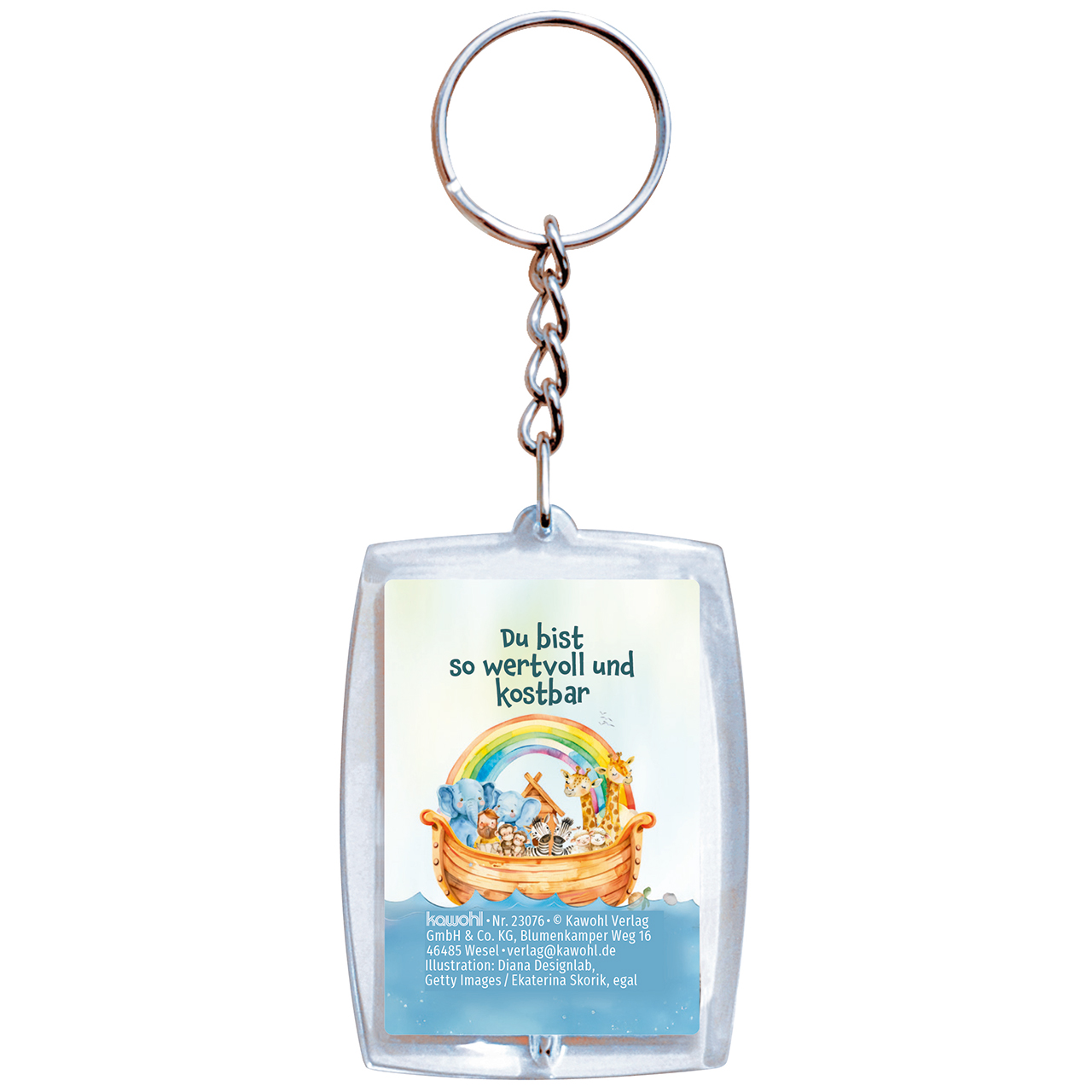 Schlüsselanhänger - Du bist so wertvoll und kostbar - Arche Noah Regenbogen Wasser Tiere