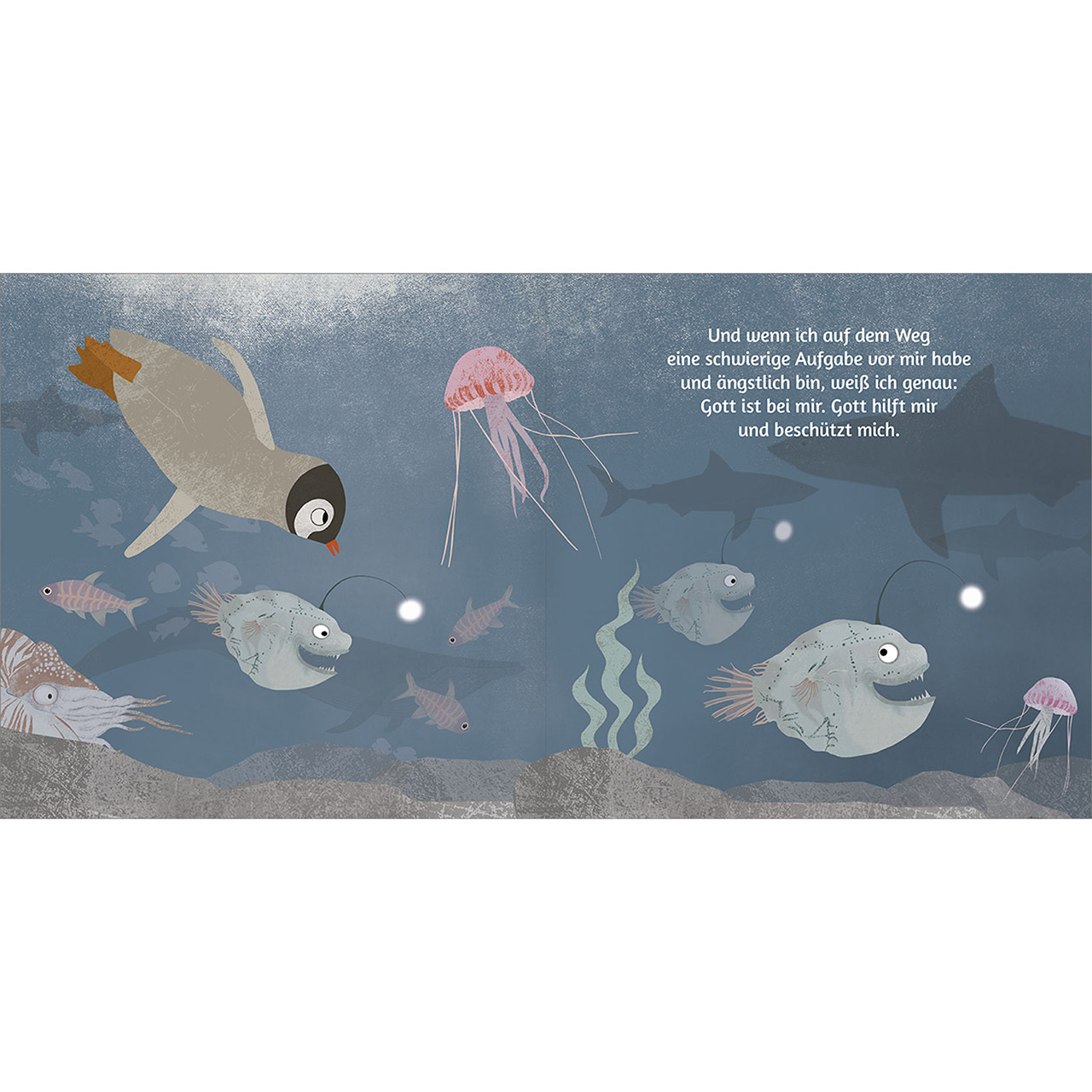 Geschenkbuch - Wunderbar behütet - Pinguin Sonnenblume Stein Schmetterlinge