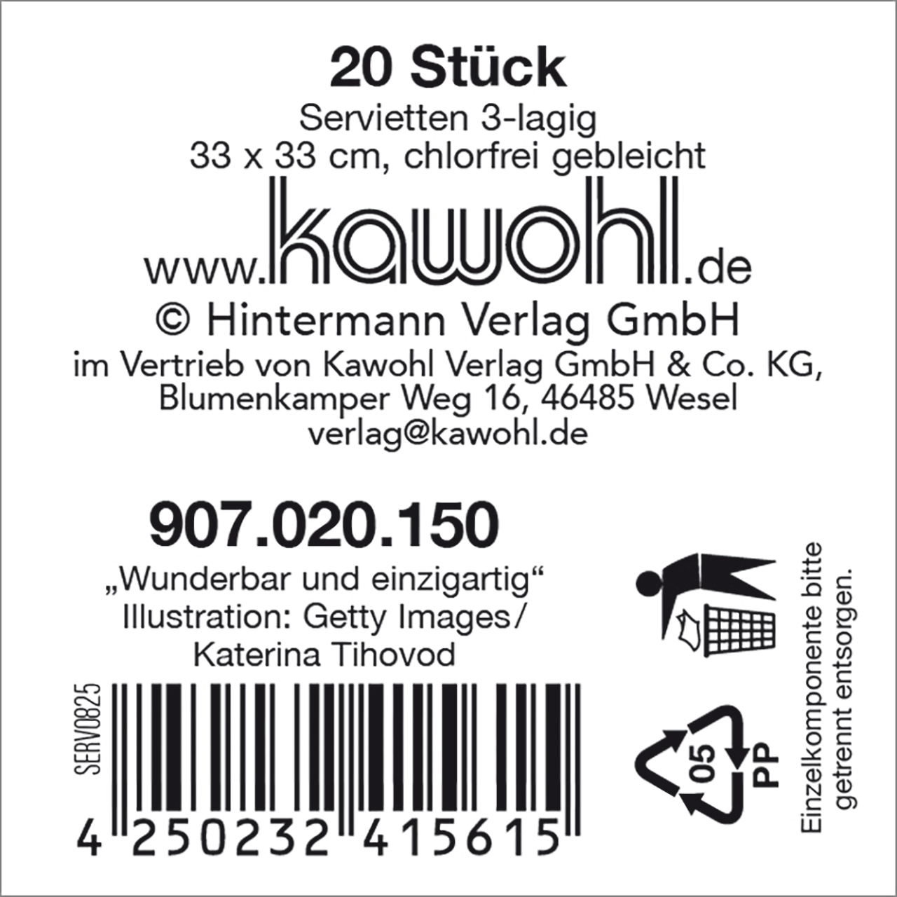Servietten - Du bist wunderbar & einzigartig - Gänseblümchen