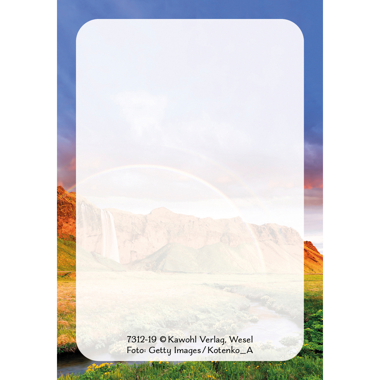 Karten-Box Papier - Gott ist mit dir - Lavendel Baum Sonne Berge Wolken