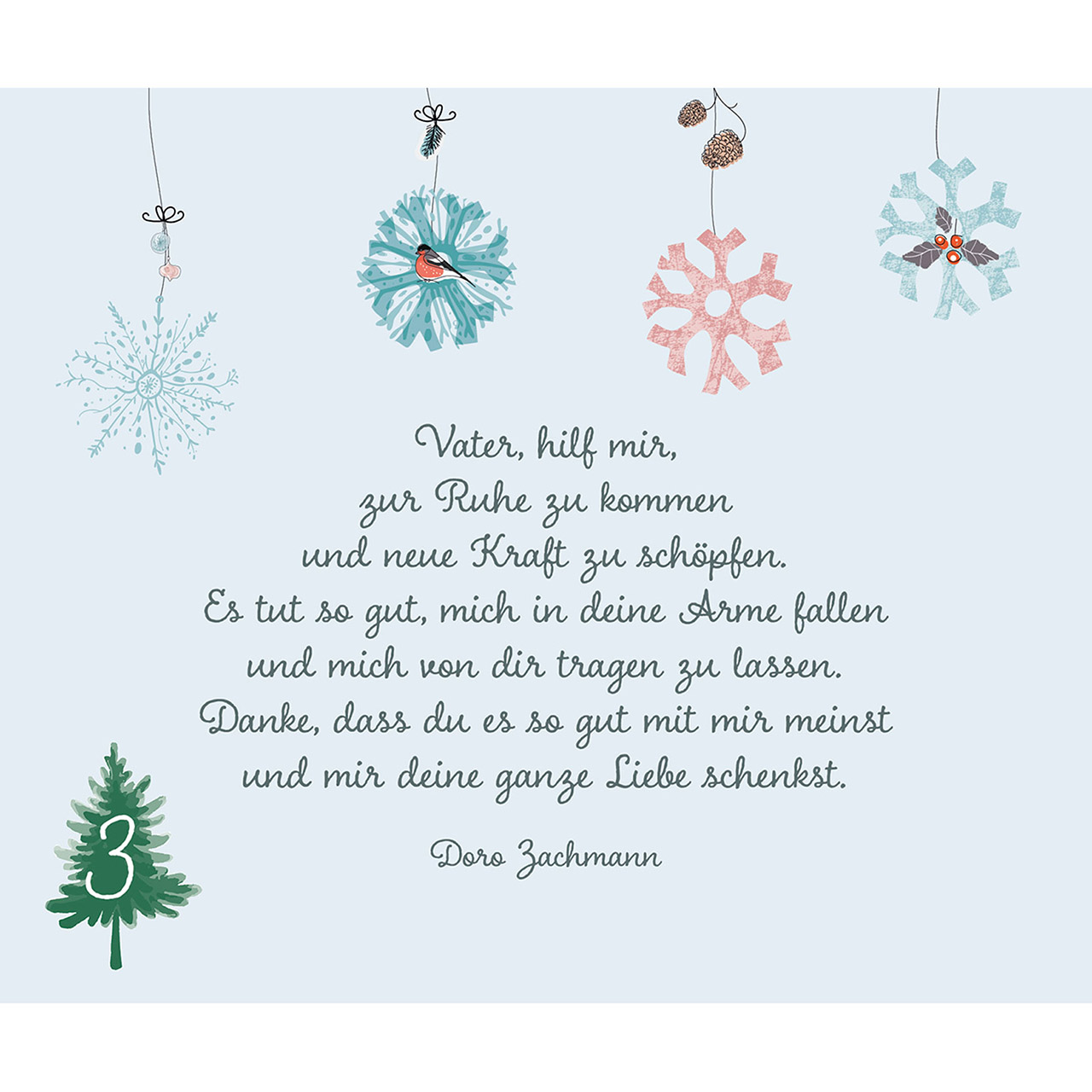 Adventskalender - Stille Augenblicke im Advent - Schnee Haus Tannen Mond Sterne