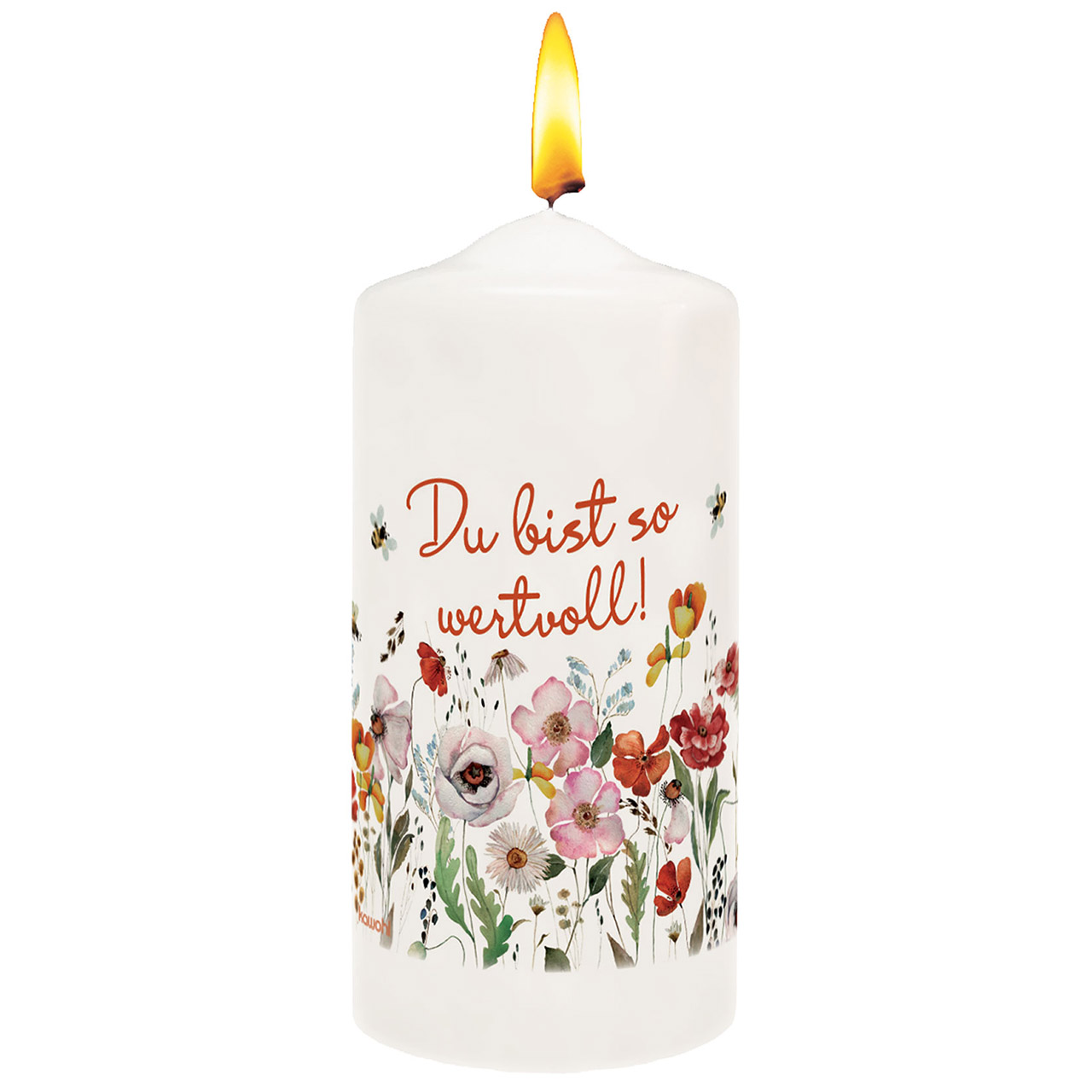 Du bist so wertvoll! Kerze - Du bist so wertvoll! - Grafik Aquarell Blumenwiese
