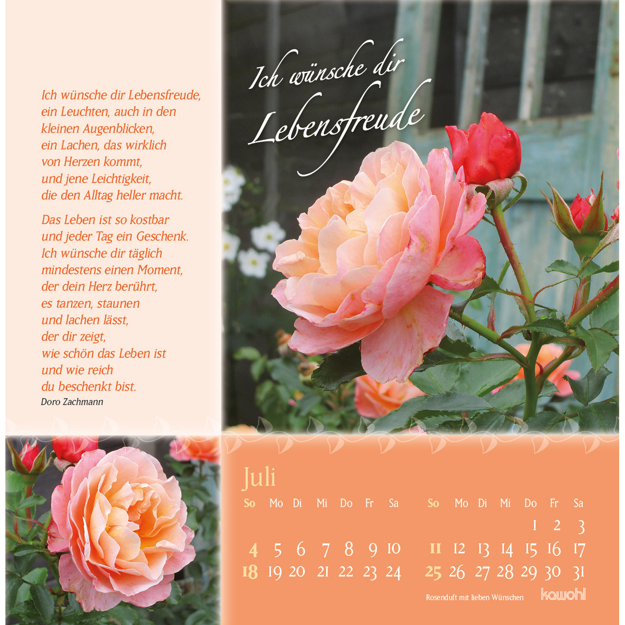 Postkartenkalender - Rosenduft mit lieben Wünschen 2027