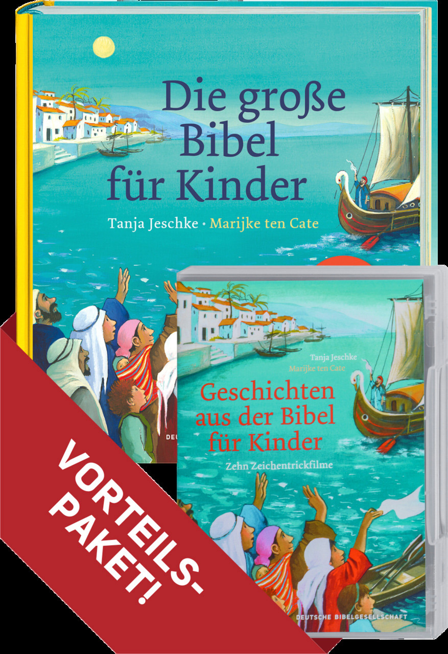 Paket-Angebot - Die große Bibel für Kinder. Kombi-Paket (Buch + DVD) - Menschen Meer Boot Häuser