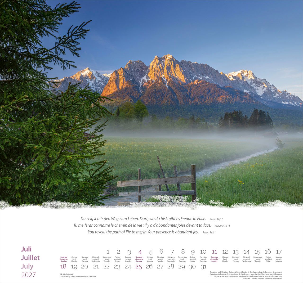 Wandkalender - Berge - Montagnes - Mountains 2027 Wandkalender