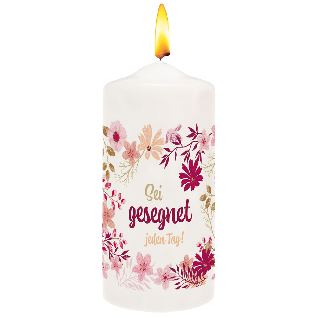 Sei gesegnet jeden Tag! Kerze - Sei gesegnet jeden Tag! - Blumen Grafik