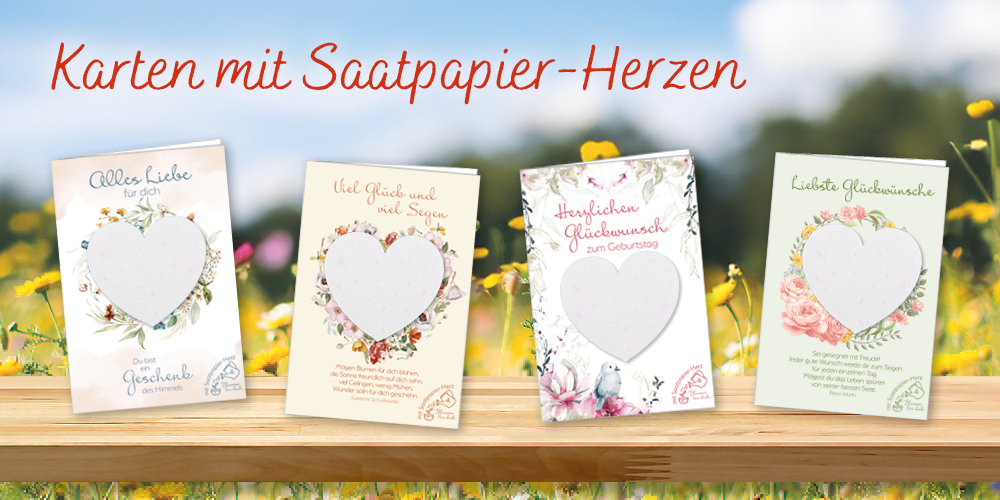 karten mit Saatpapier-Herzen