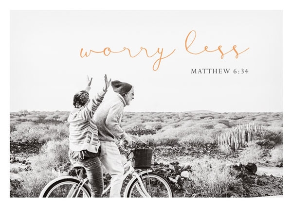 Postkarte - Postkarte Black & White 'Worry less'