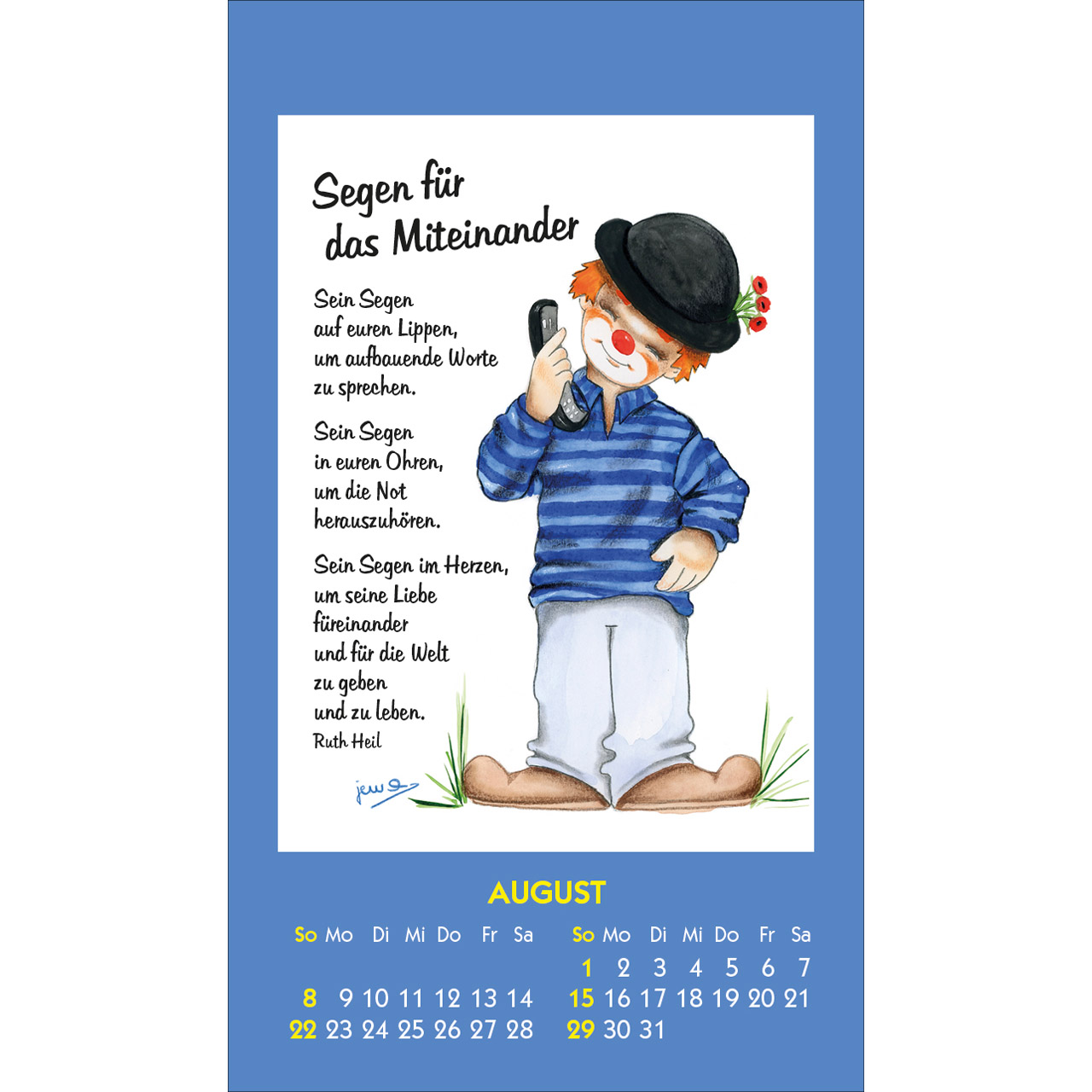 Aufkleberkalender - Kleine Clown-Grüße 2027