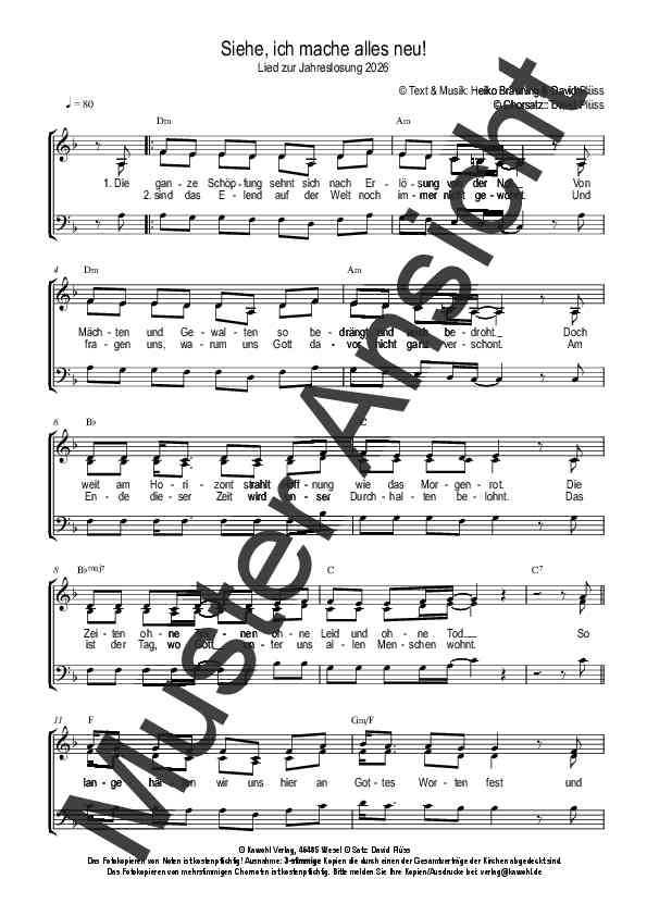 Chorsatz Jahreslosung 2026 - 3-stimmig