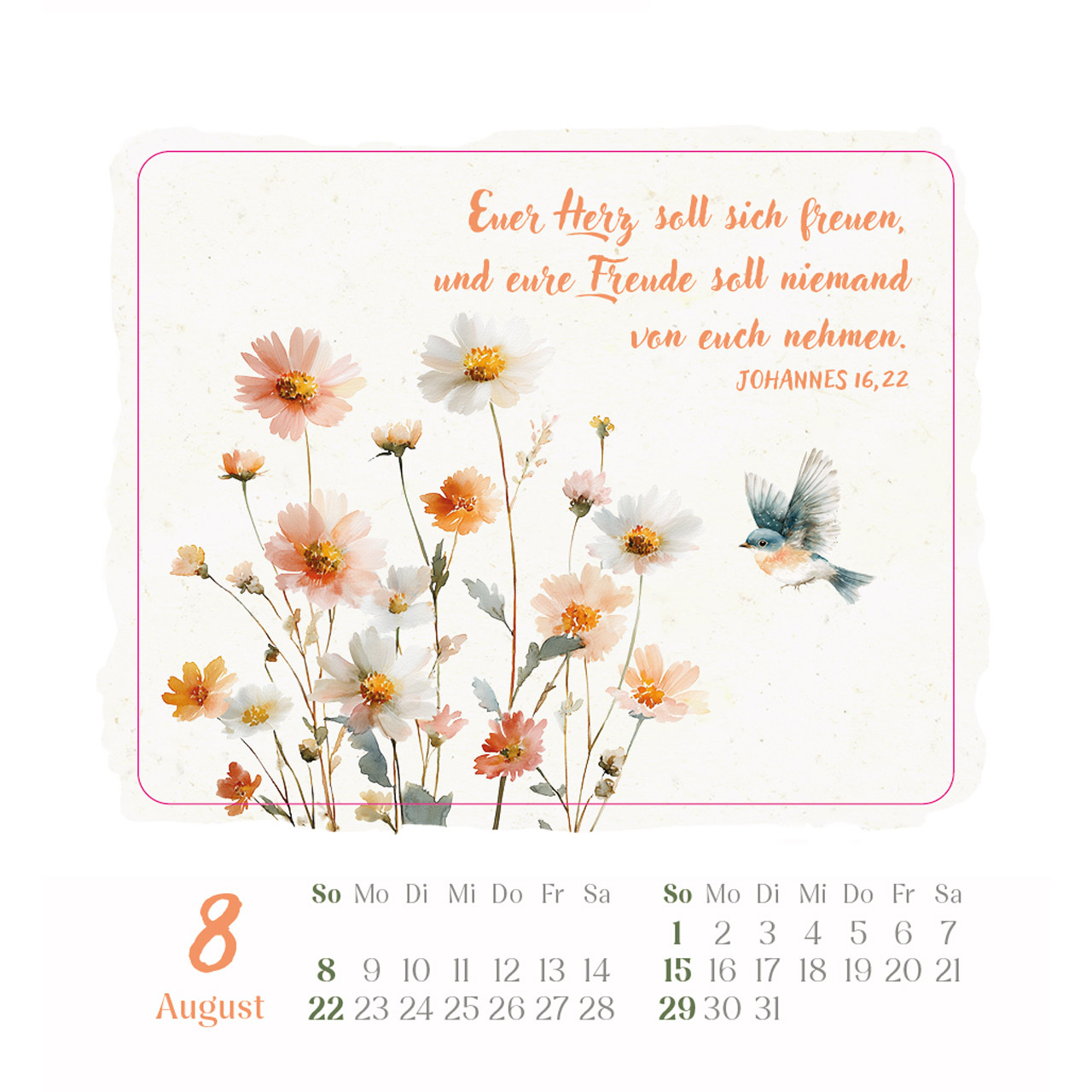 Aufkleberkalender - Kleine Freude im Herzen 2027 - Blumenaquarelle, Aquarellmotive mit Blumen