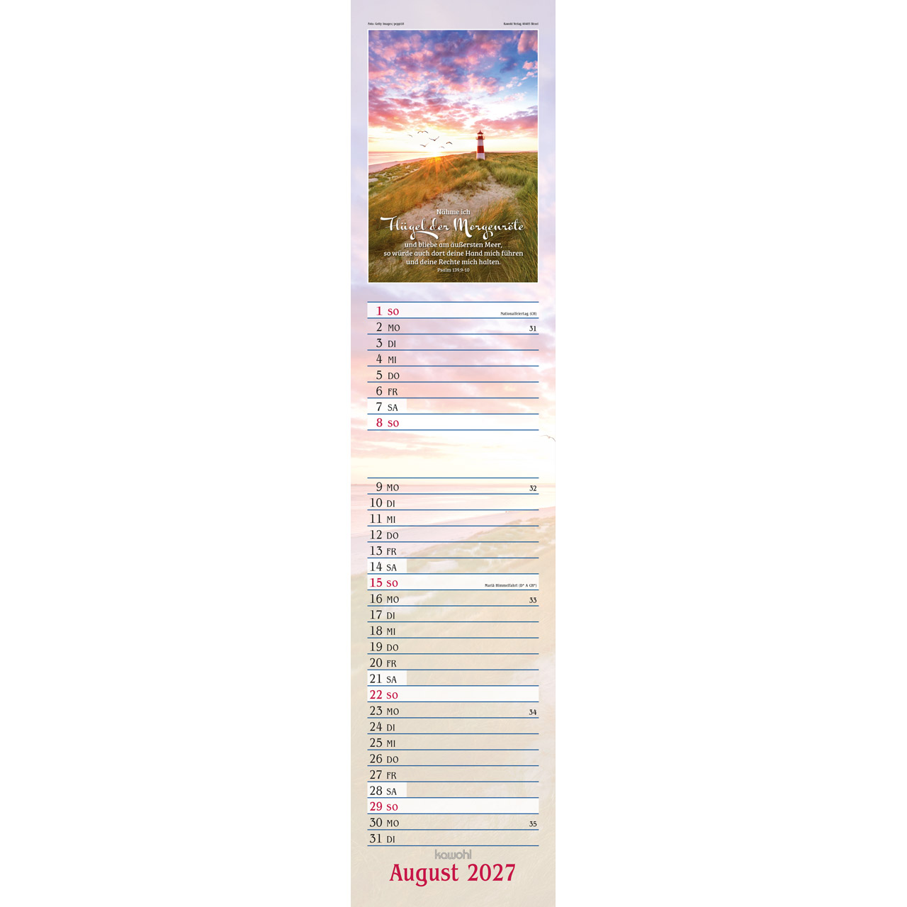 Terminkalender - Das will ich mir schreiben in Herz und Sinn 2027