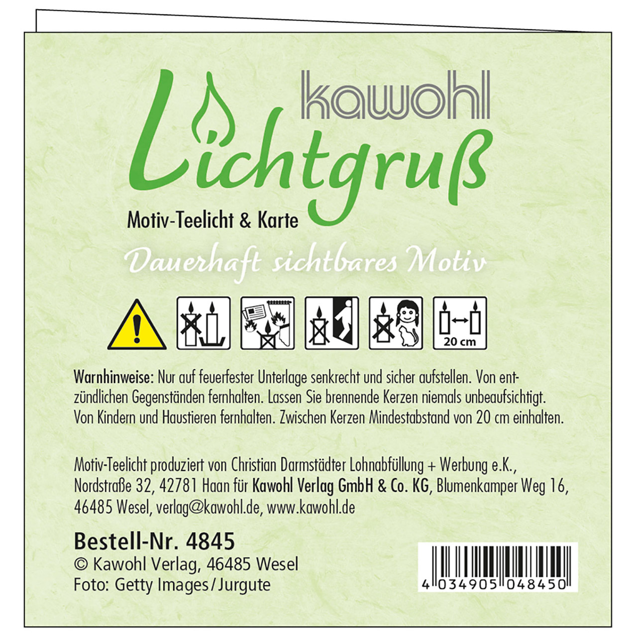 Teelicht mit Grußkarte - Ein Korb voll guter Wünsche - Korb Wildblumen